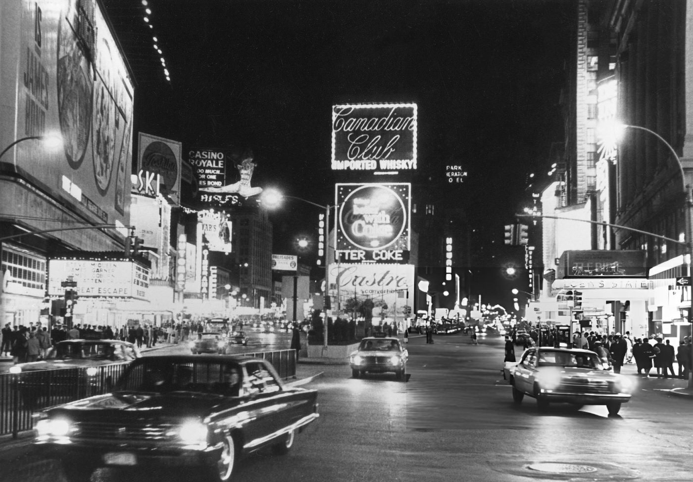 Times Square At Night With Neon Signs, 1967.