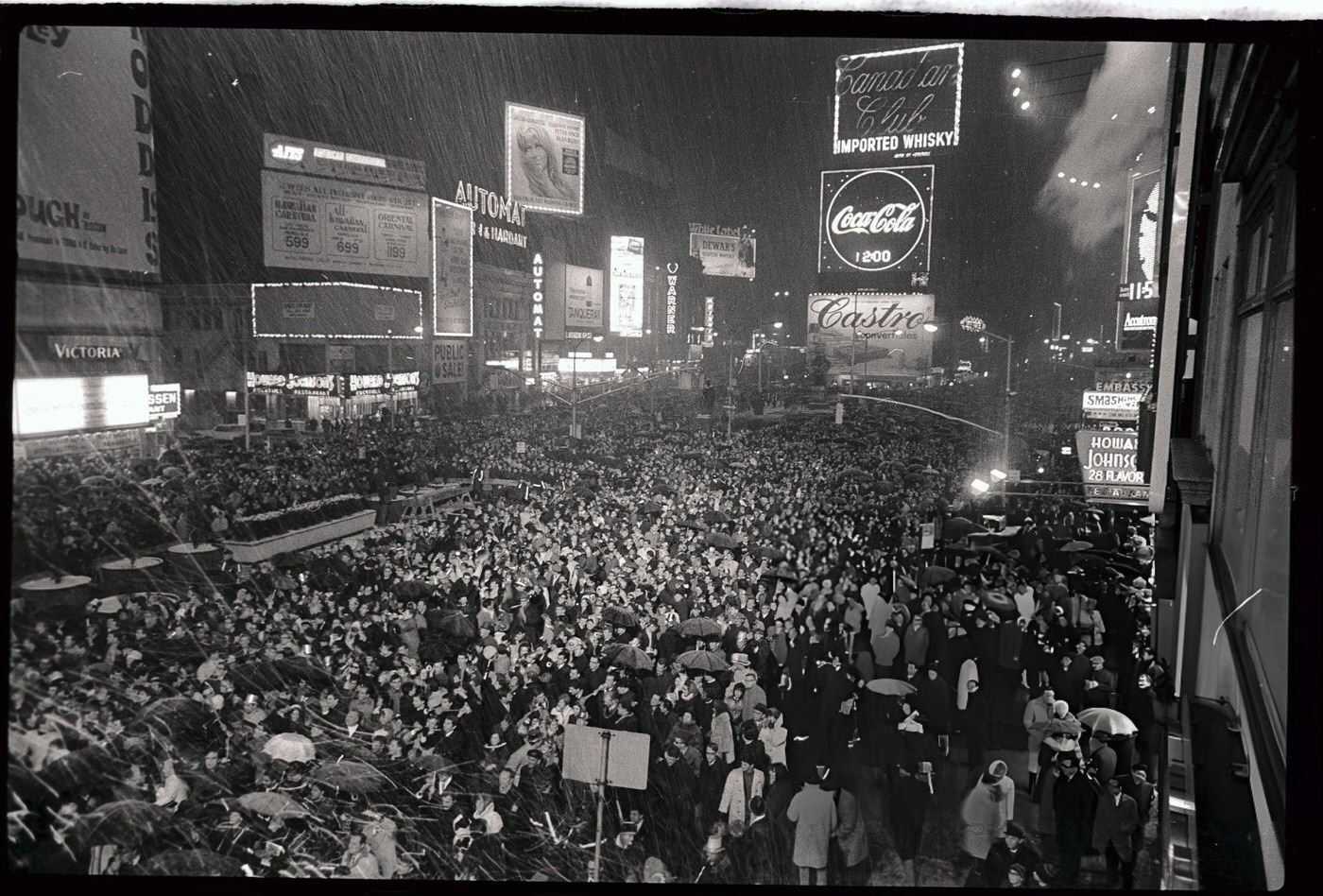 Crowd Waiting For The Times Square, New Year'S Eve Celebration.