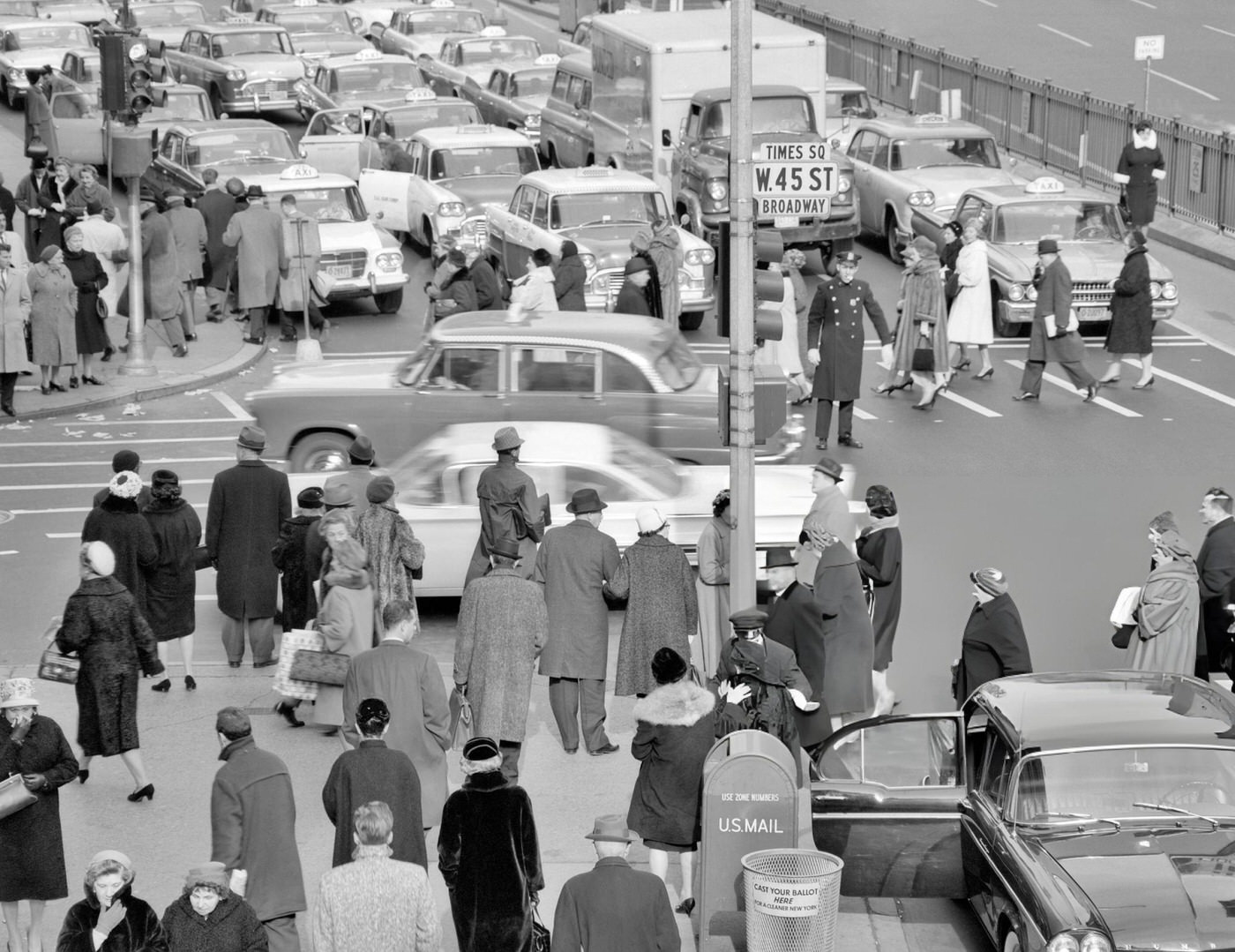 Pedestrians Traffic Times Square West 45Th Street And Broadway, 1960S.