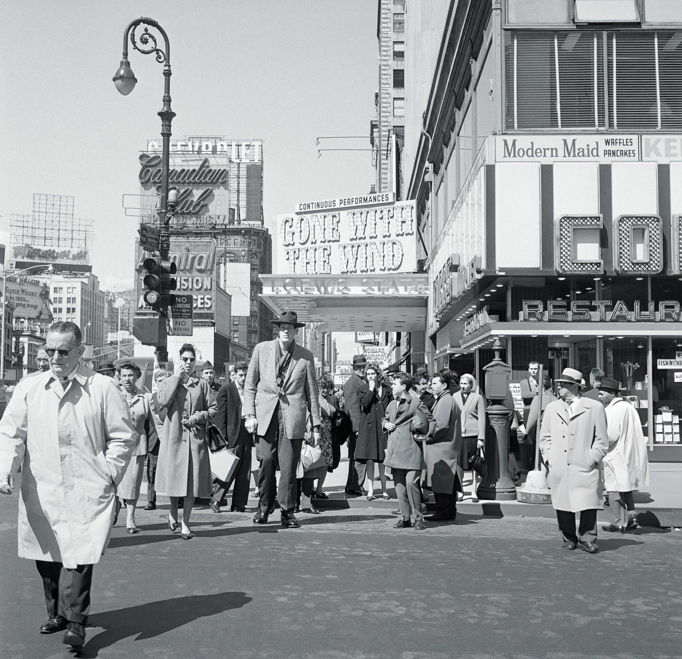 Eddie Carmel, An Eight-Foot-Seven, 450-Pound Man, Strolls Through Times Square.