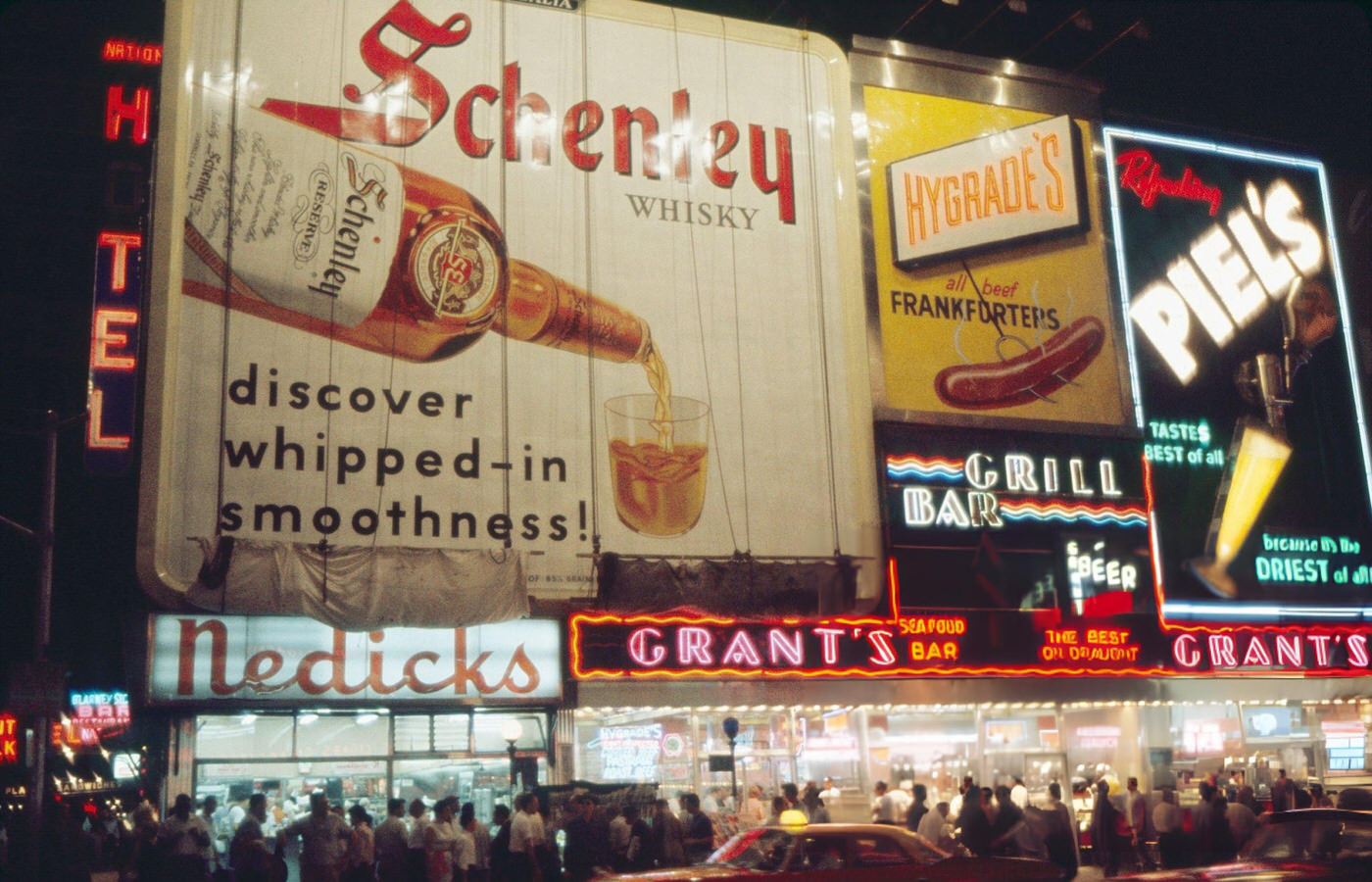 Street Scene And Billboards At Night, Times Square, July 1961.