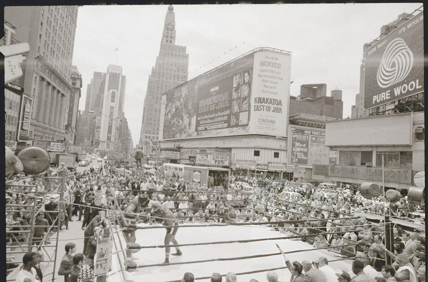 Jerry Quarry, Challenger For The Heavyweight Title, Holds An Open-Air Workout In Times Square In Preparation For His Fight With Joe Frazier, June 16, 1960.