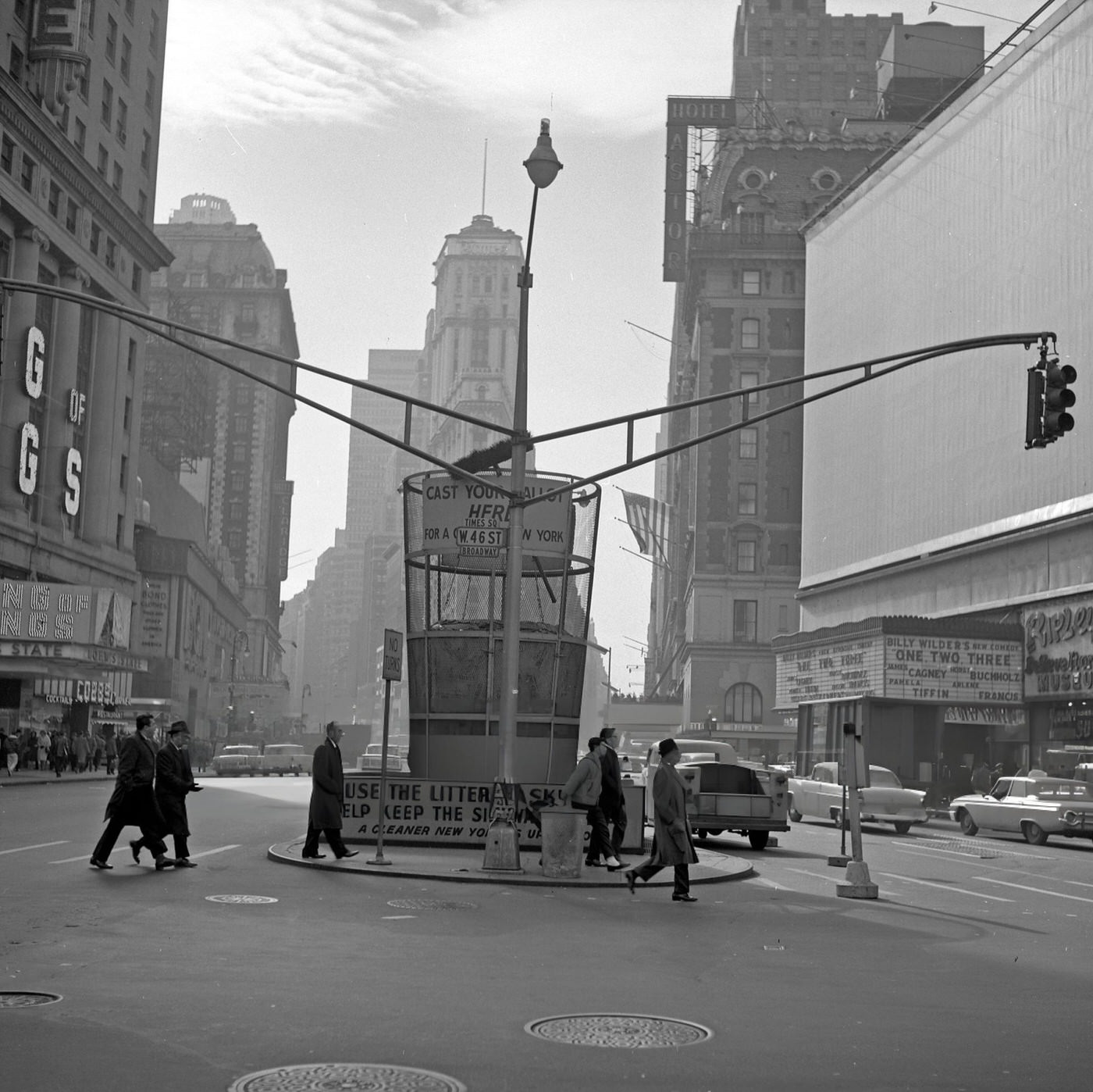 Pedestrians Cross Broadway, At The West 46Th Street Intersection, In Times Square, February 1962.