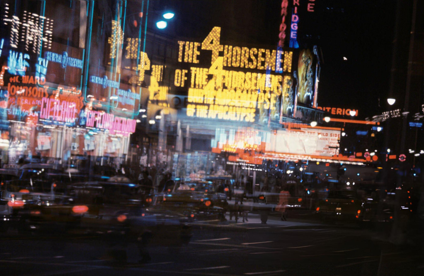 Photo Montage Of Marquees For &Amp;Quot;The Four Horsemen Of The Apocalypse&Amp;Quot; And &Amp;Quot;Walk On The Wild Side&Amp;Quot; In Times Square, March 1962.