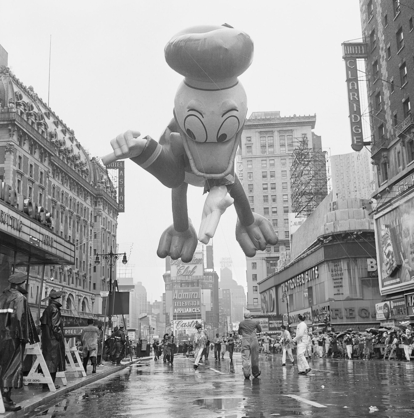 The 'Donald Duck' Balloon Takes A Bow In Times Square During Macy'S Thanksgiving Day Parade.
