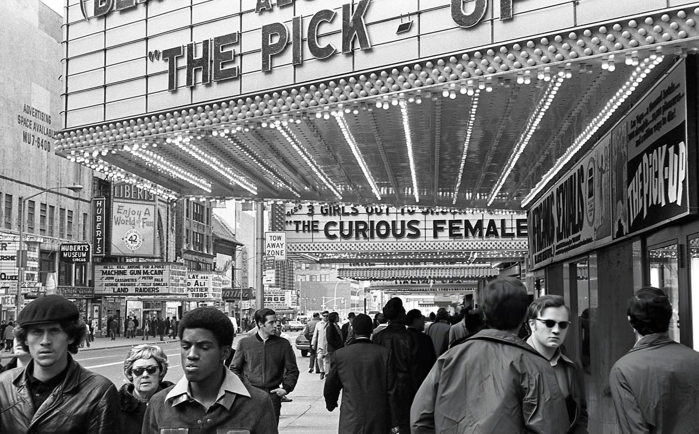 Traffic And Pedestrians On Broadway Between West 47Th And West 48Th Streets, North Of Times Square, 1960.
