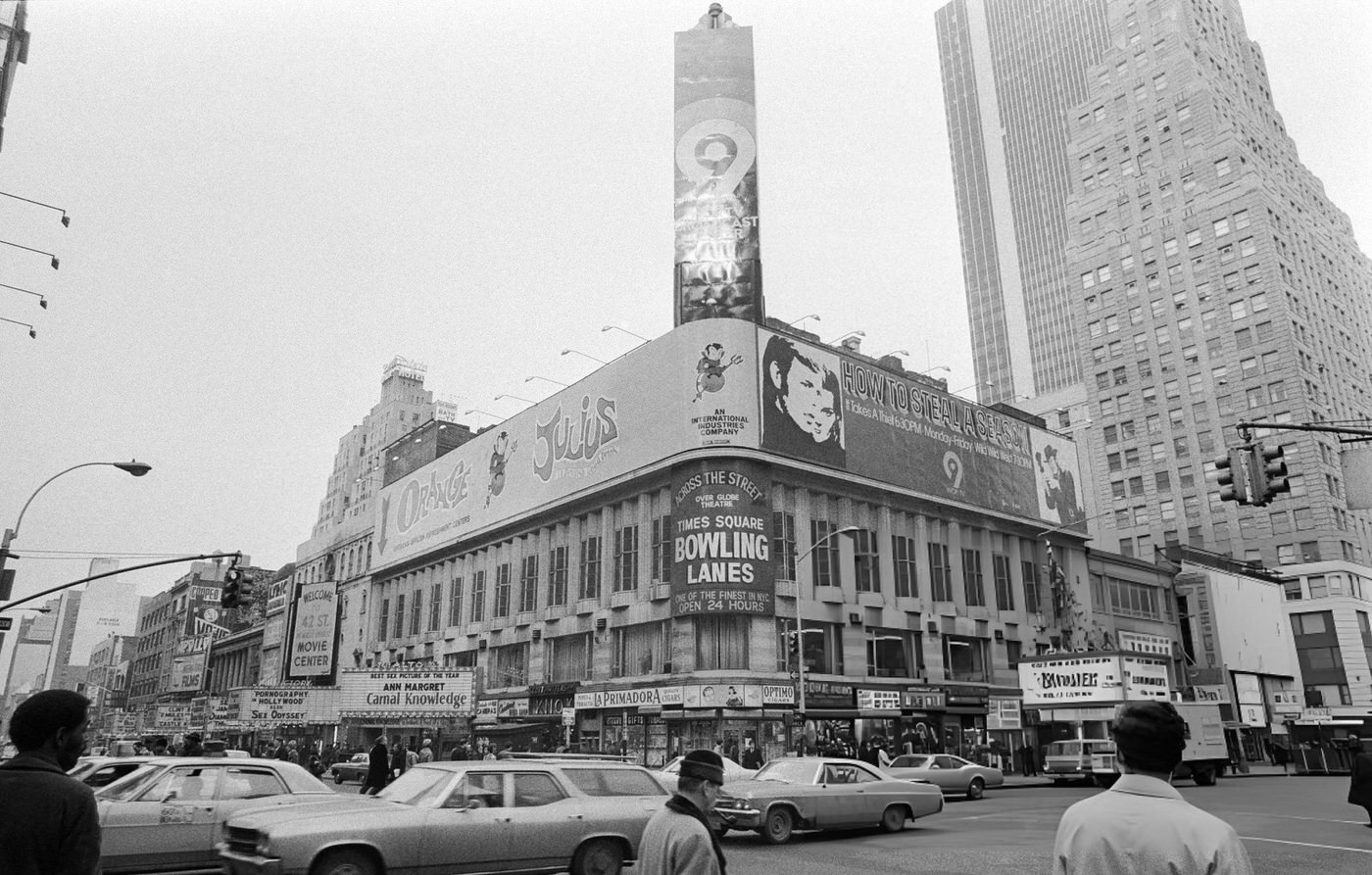 An Advertisement For Camel Cigarettes Featuring Roger Maris, In Times Square, Circa 1962.