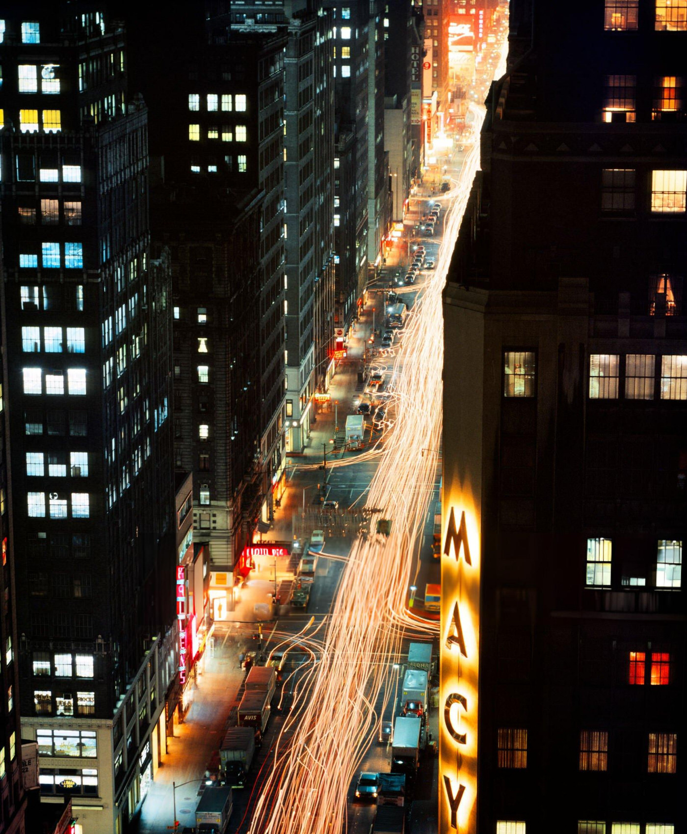 Theater Marquees And Neon Signs Lit Up At Night On Broadway, Times Square, 1960.