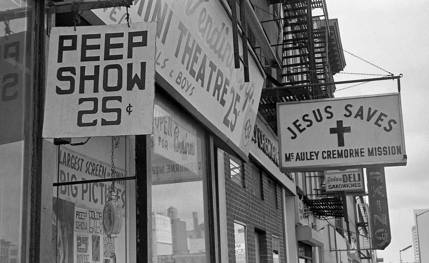 An American Taxi Cab In Times Square, Circa 1960.