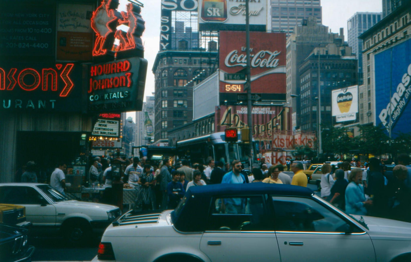 Intense Activity At Times Square, 1980S.