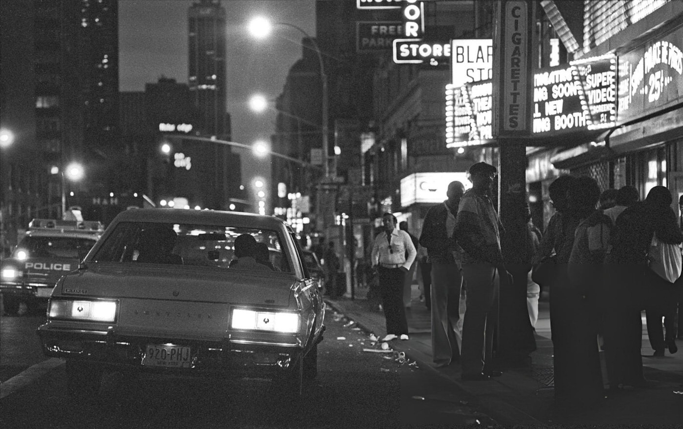 The Night Scene On 8Th Ave And Times Square'S W 42Nd Street, July 4, 1980.