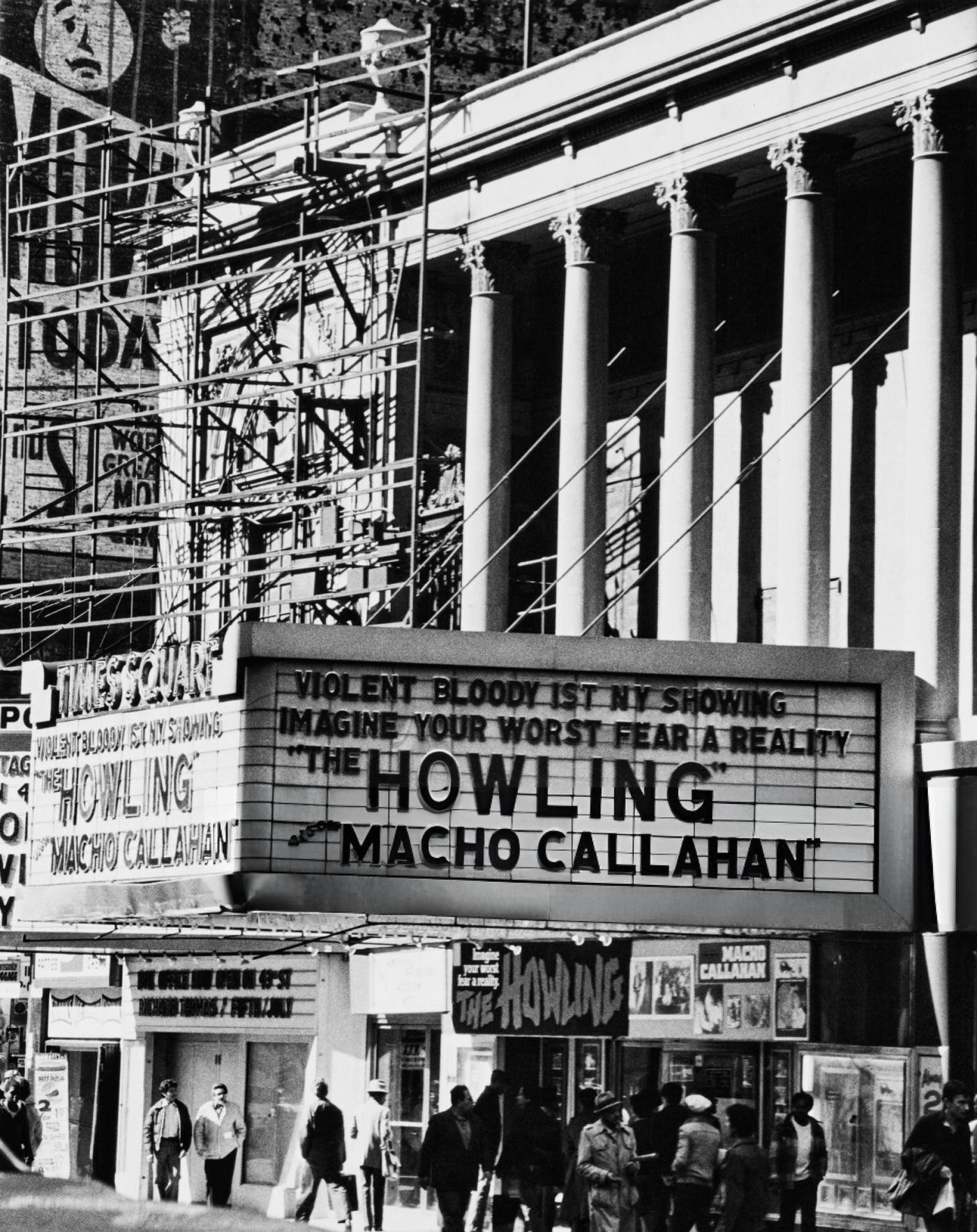 Exterior View Of The Times Square Theater On 42Nd Street, Showing 'The Howling' And 'Macho Callahan', Circa 1981.