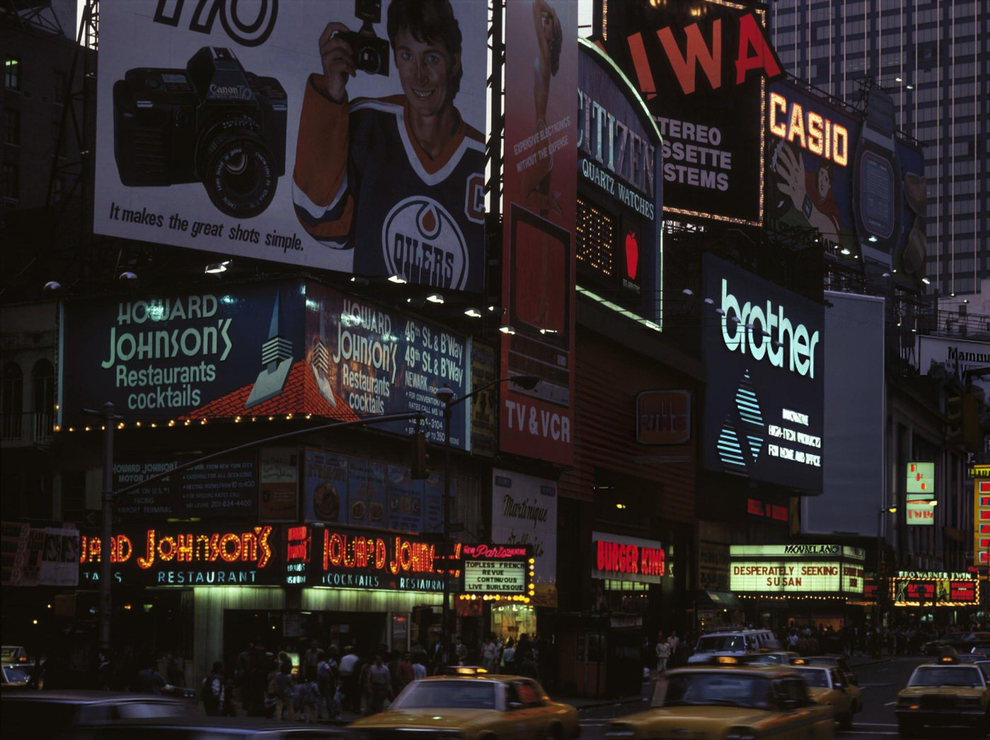 Advertising Signs In Times Square, Circa 1980.