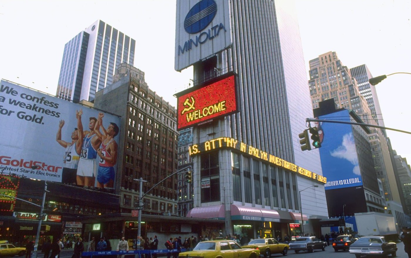 Mikhail S. Gorbachev Welcomed With A Neon Hammer &Amp;Amp; Sickle Sign In Times Square During The Reagan-Gorbachev Summit.