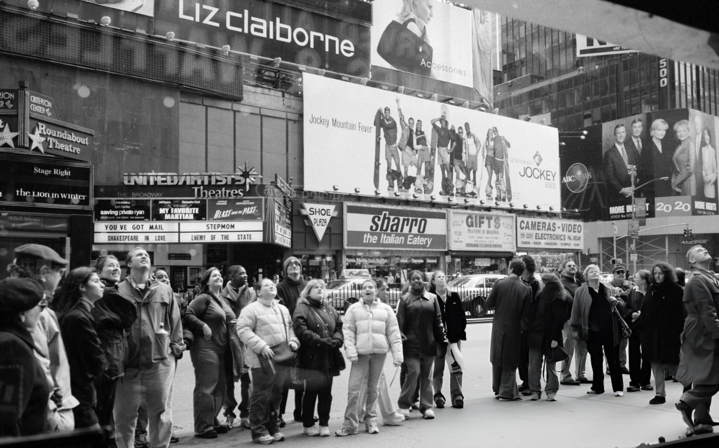 Street Scene In The Times Square District, Manhattan, New York, February 1999.
