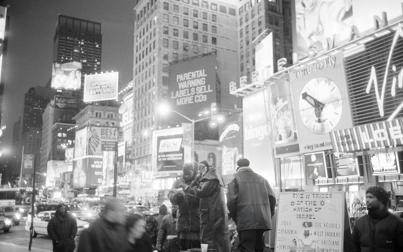 Street Preachers In The Illuminated Times Square District, Manhattan, New York, February 1999.