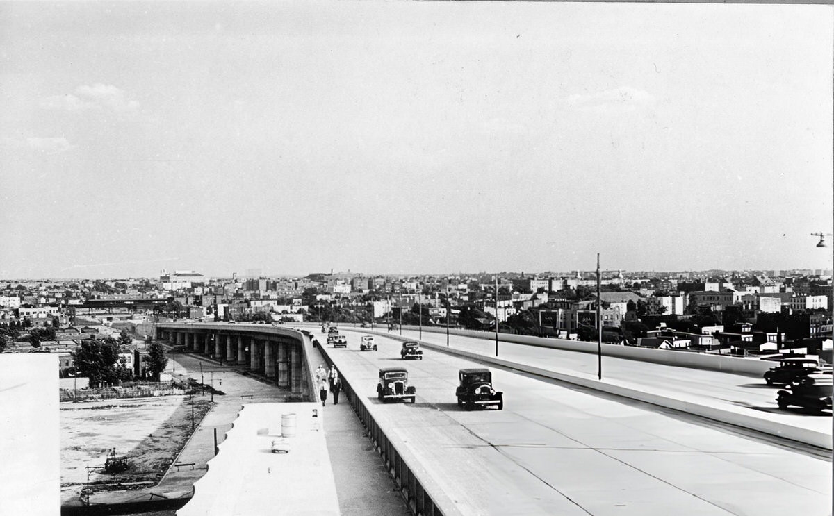 Cars Traveling On The Triborough Bridge Ramp To Astoria, Queens, 1936.