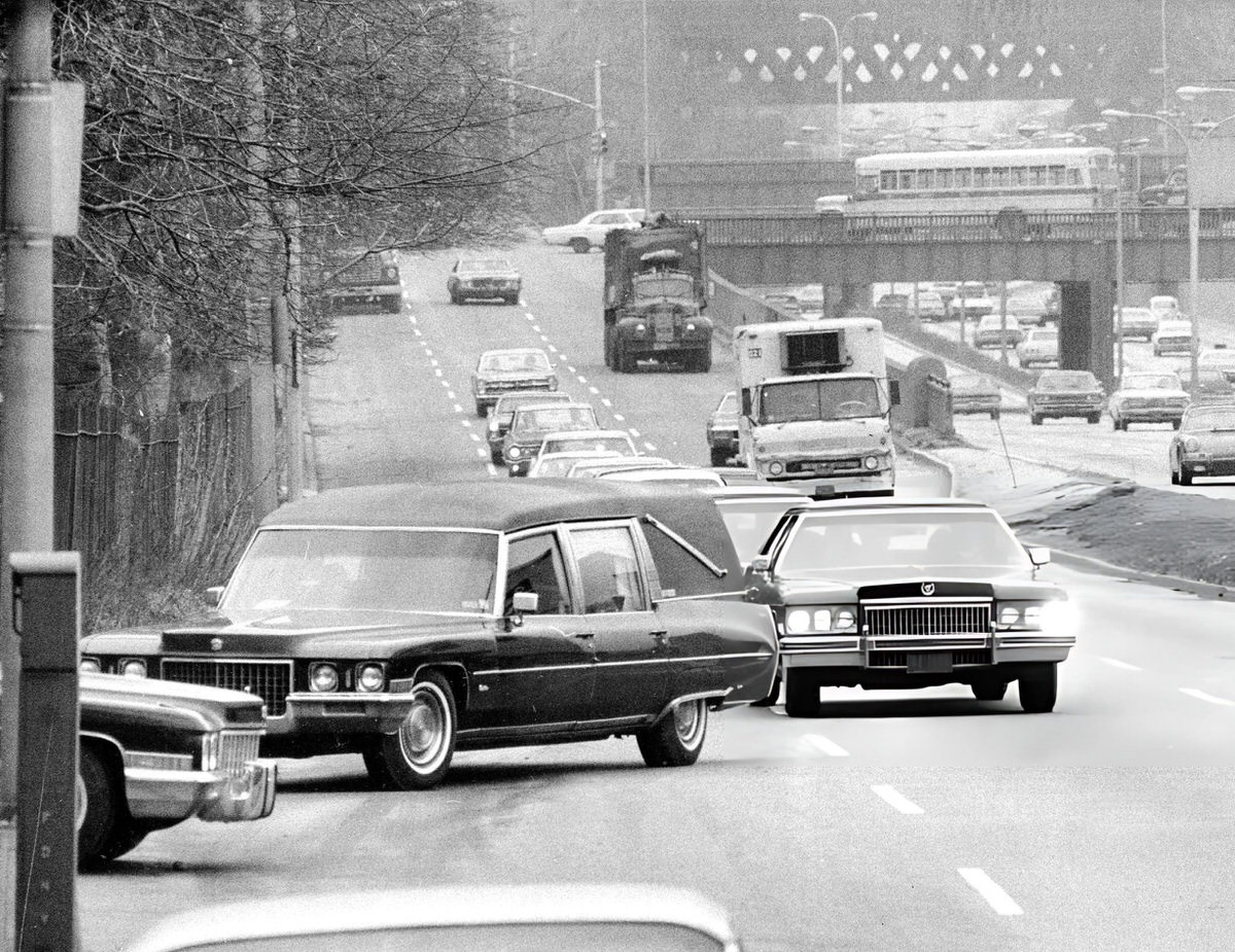 Funeral Cortege Of Frank Costello Entering St. Michael'S Cemetery, Astoria, Queens, 1973.