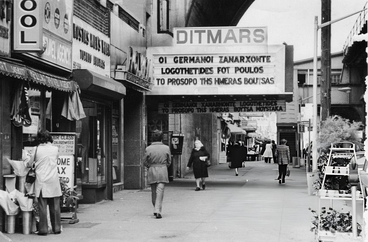 Ditmars Theatre Showing Greek Movies At 22-68 31St Street, Astoria, 1977.