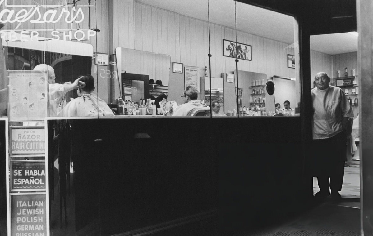 Caesar'S Barber Shop In Midtown Manhattan, 1966.