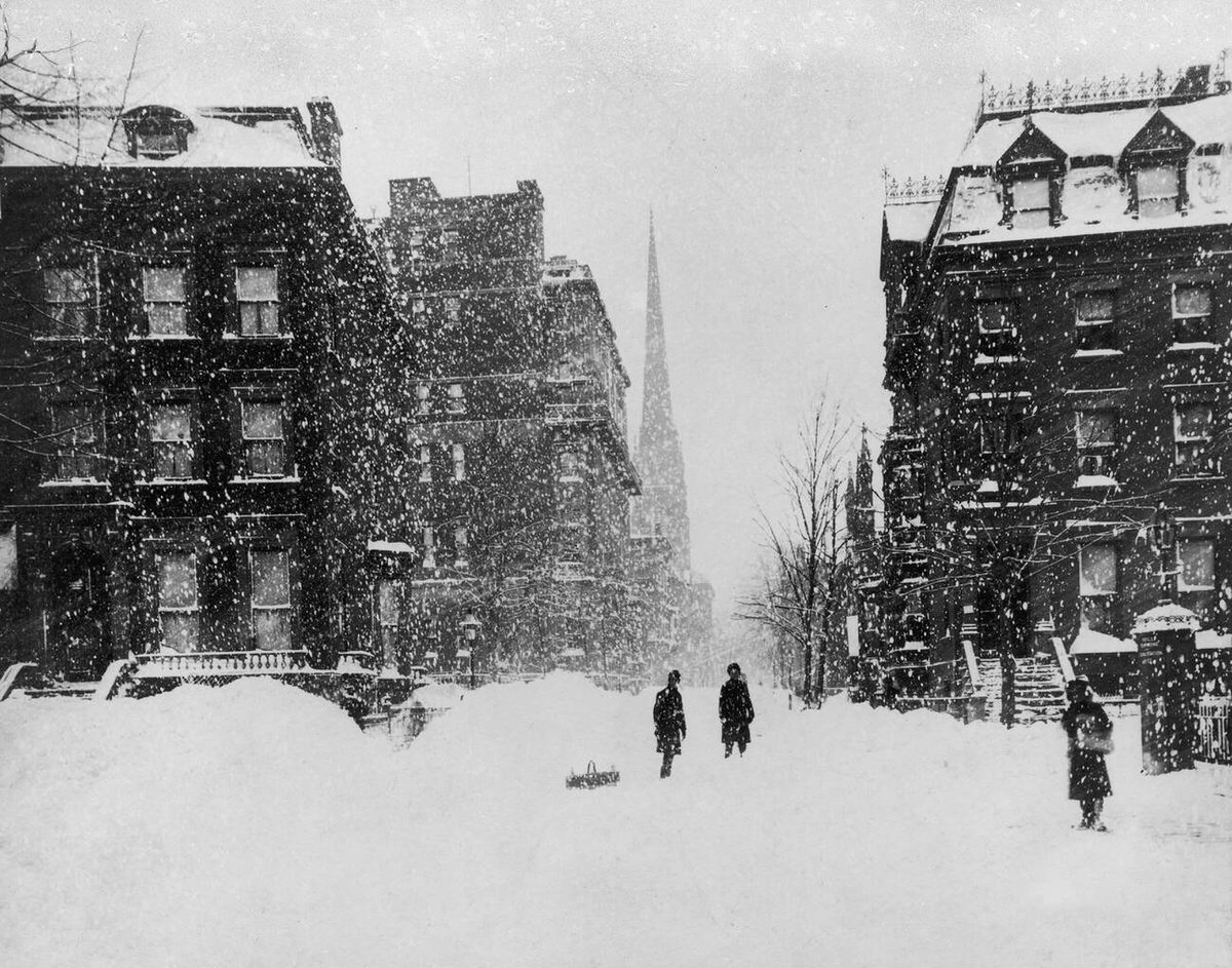 Lower Fifth Avenue Looking North From Washington Square During The Blizzard Of 1888.