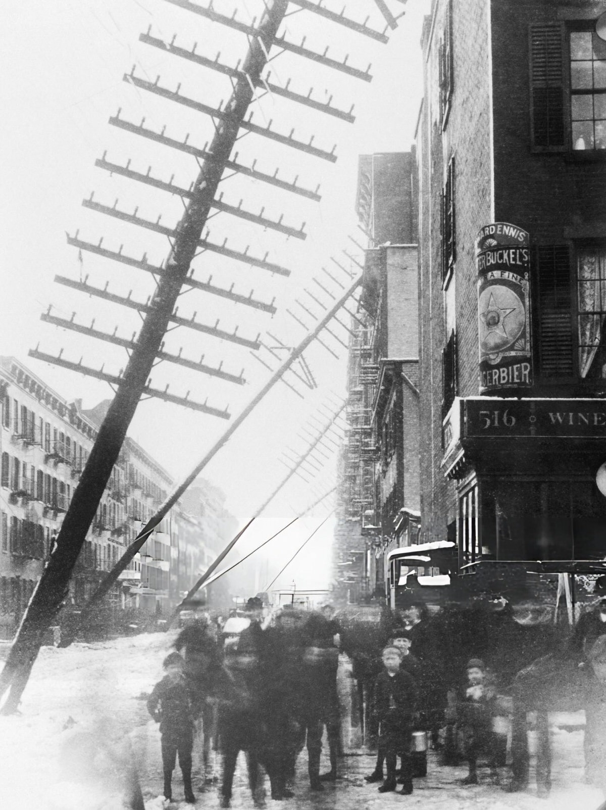 Fallen Wires And Poles Due To The Blizzard Of 1888, 1888.