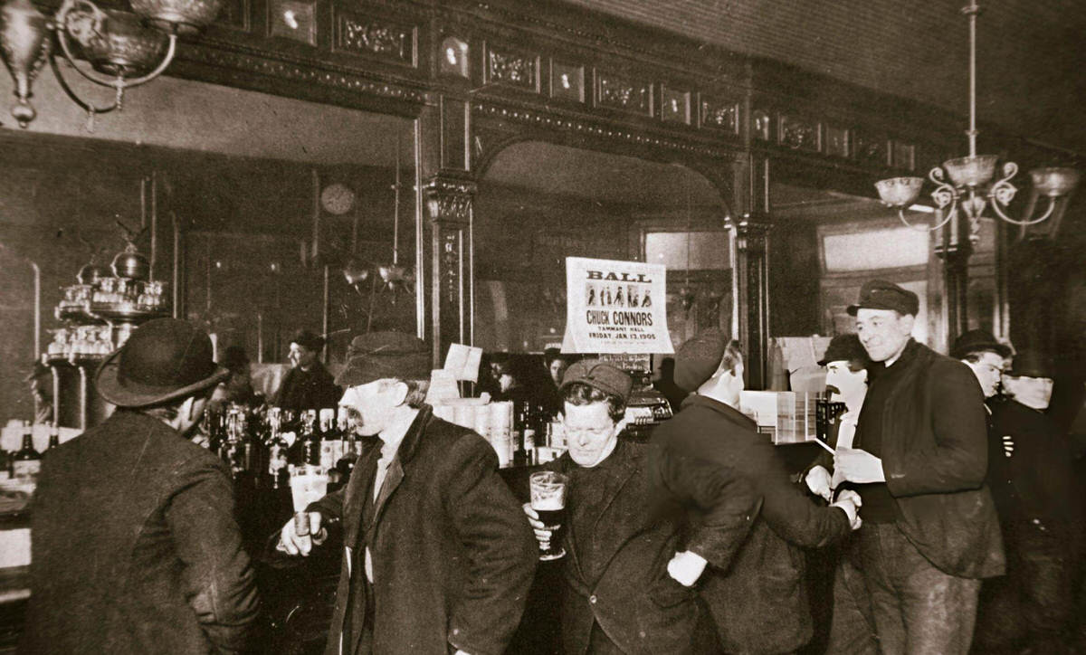 Customers Drinking In A Bar In The Bowery, New York, 1900S.