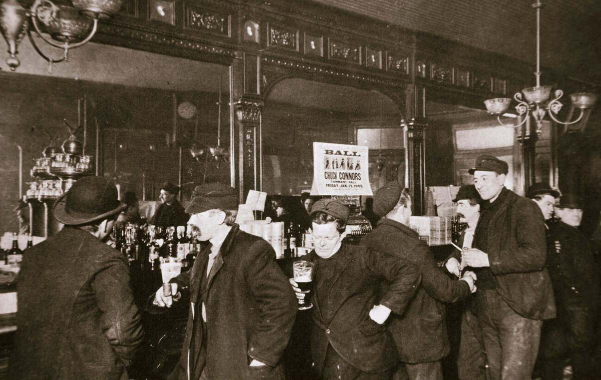 Customers Drinking In A Bar In The Bowery, New York, 1900S.