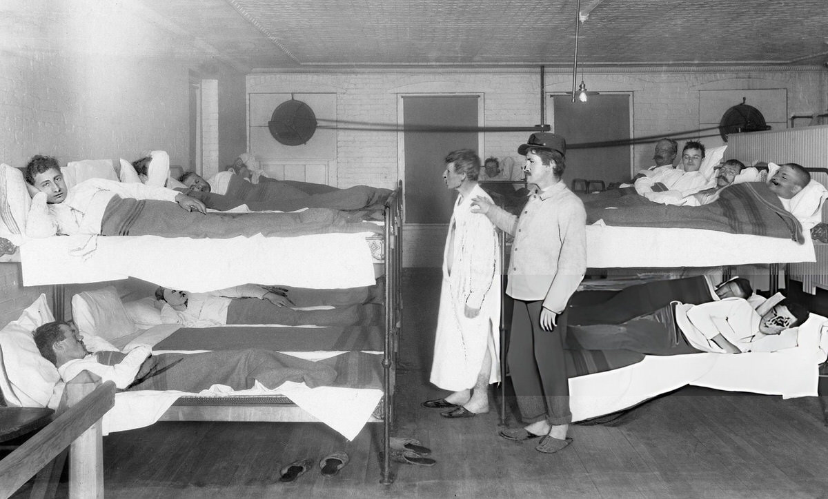 Workers Sleeping In A Hotel For The Poor In The Bowery, New York, 1903.