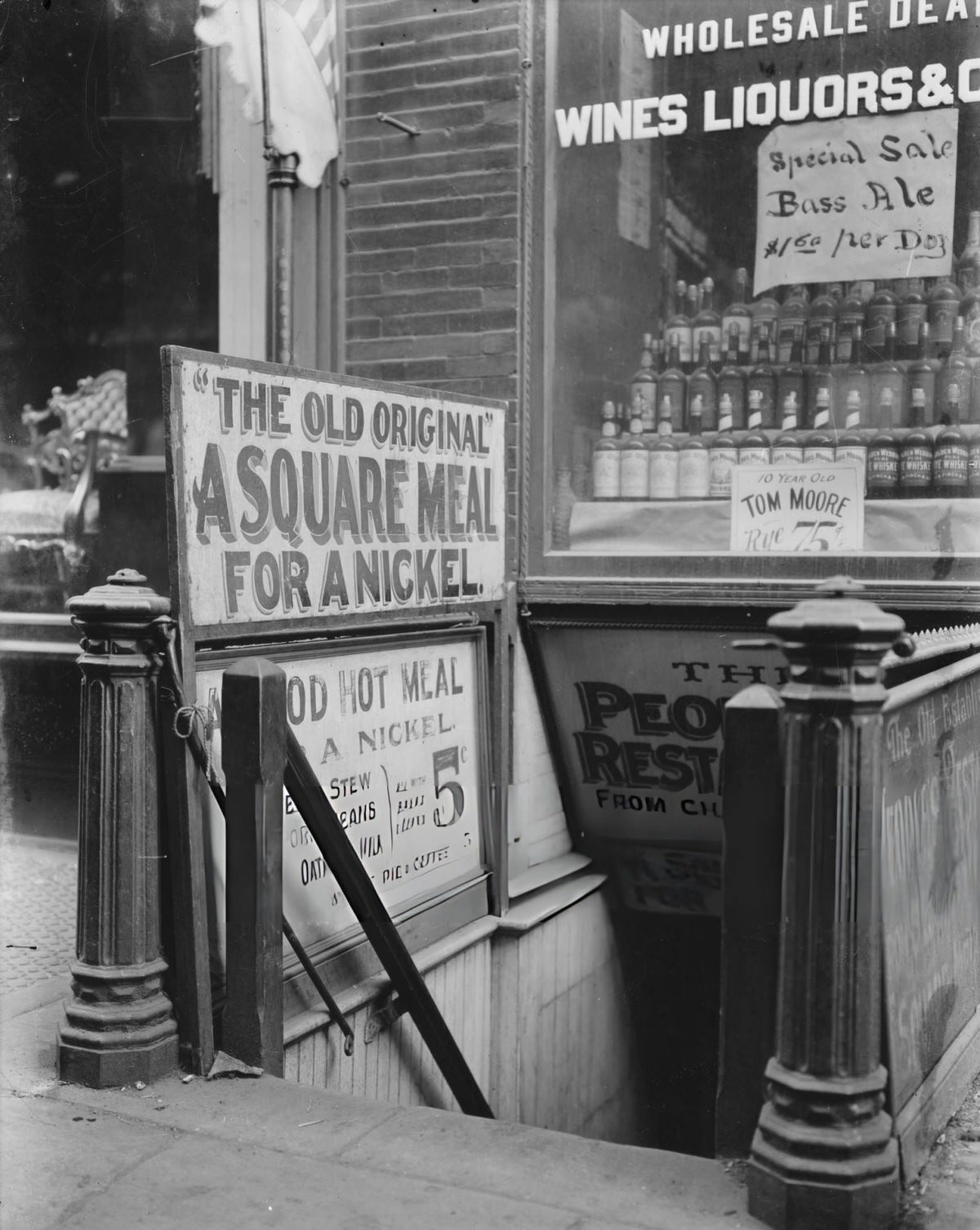 Entrance To A Five-Cent Restaurant In The Bowery, New York.