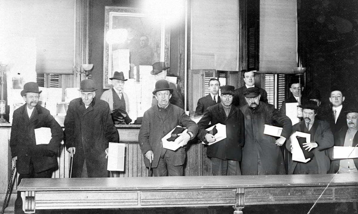 Men Holding New Shoes Donated By Politician Tim Sullivan In The Bowery, New York, 1910.