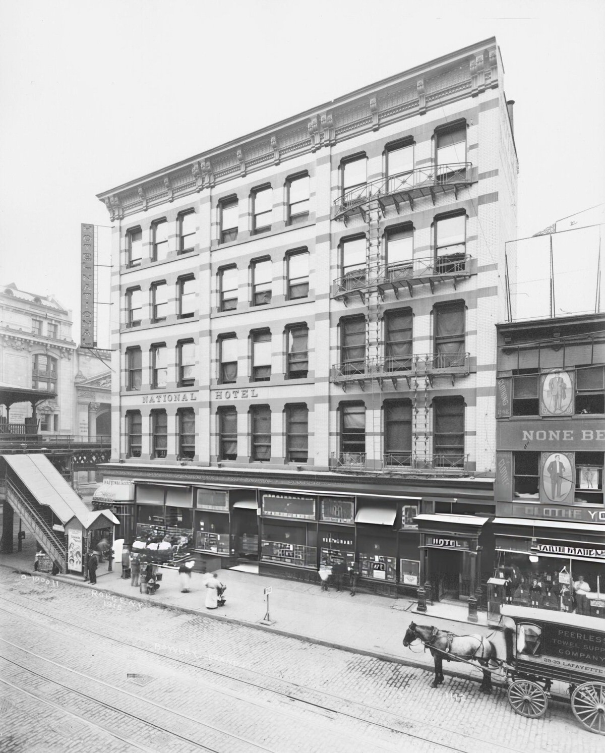 National Hotel At Grand Street And The Bowery, New York, 1915.