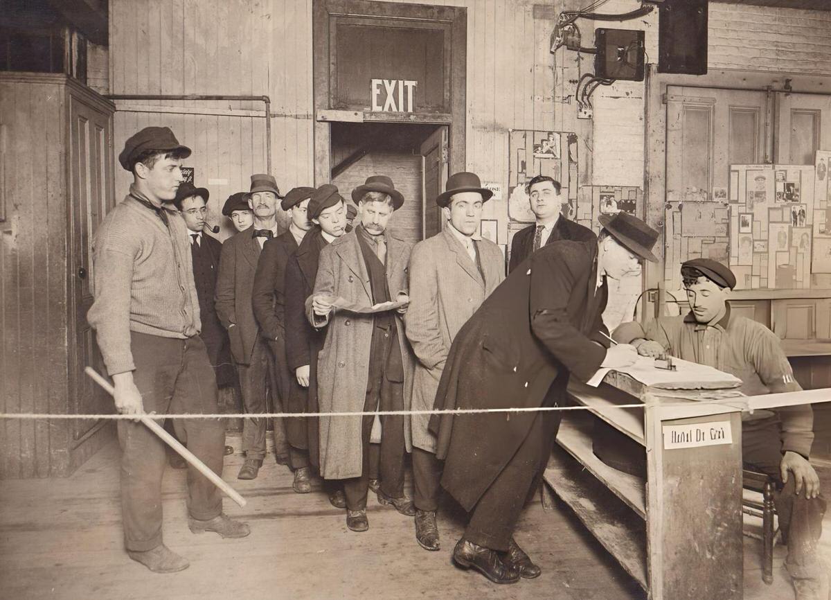 Homeless Men Registering At The Hotel De Gink Flophouse, New York, 1915.