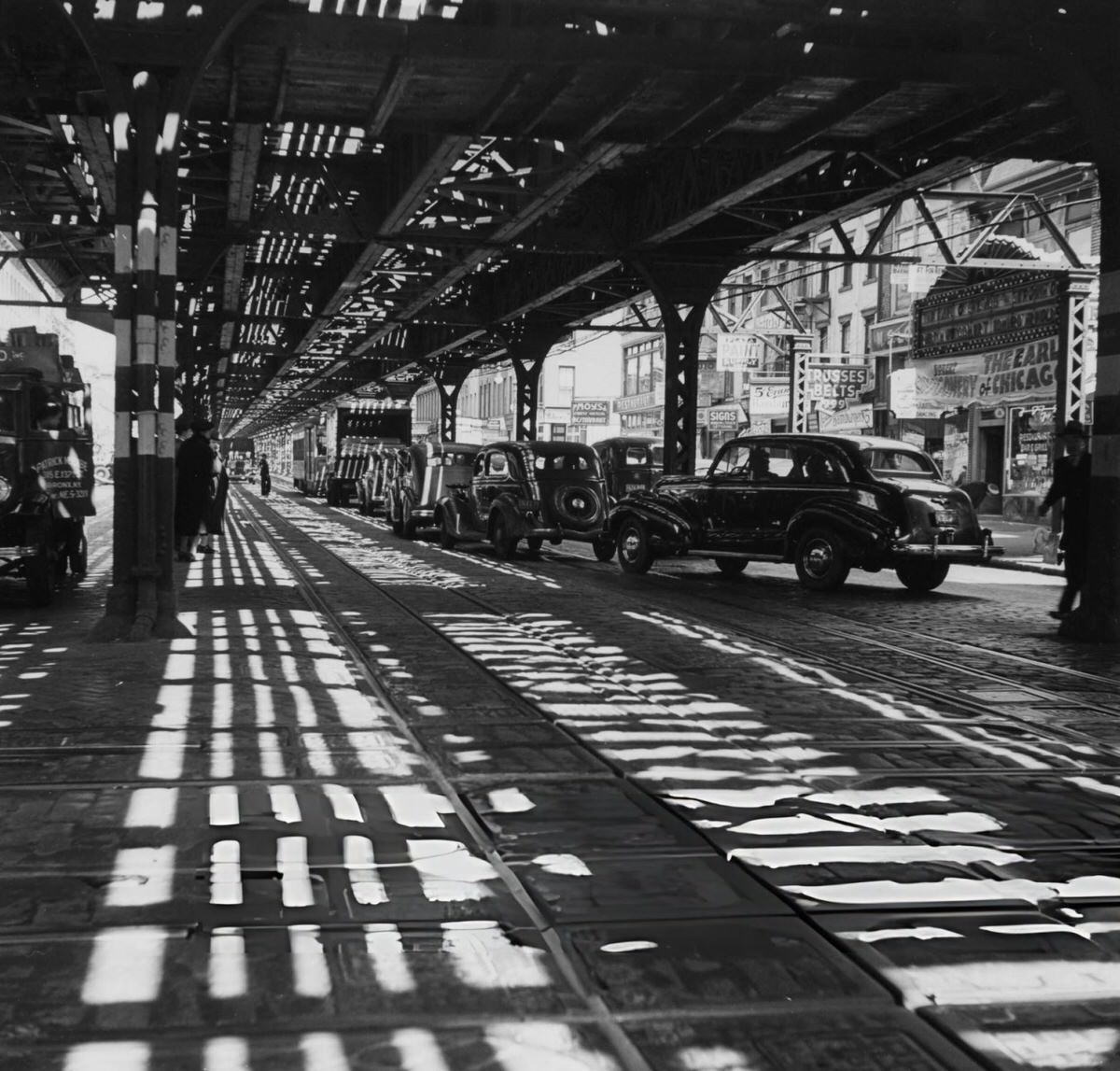 Elevated Railroad Structure On The Bowery, New York, 1941.