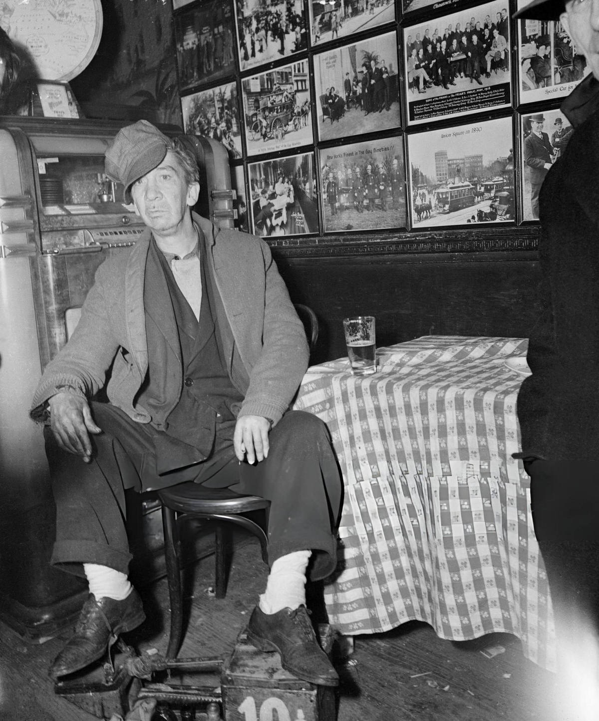 Man With Shoe Shine Equipment At Sammy'S Bowery Follies, New York.