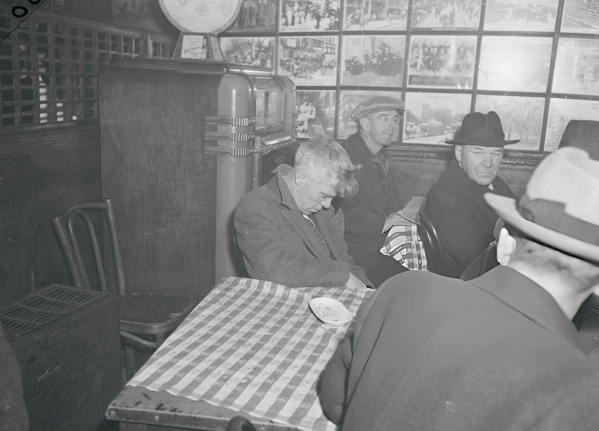 Customer Asleep At A Table In Sammy'S Bowery Follies, New York.