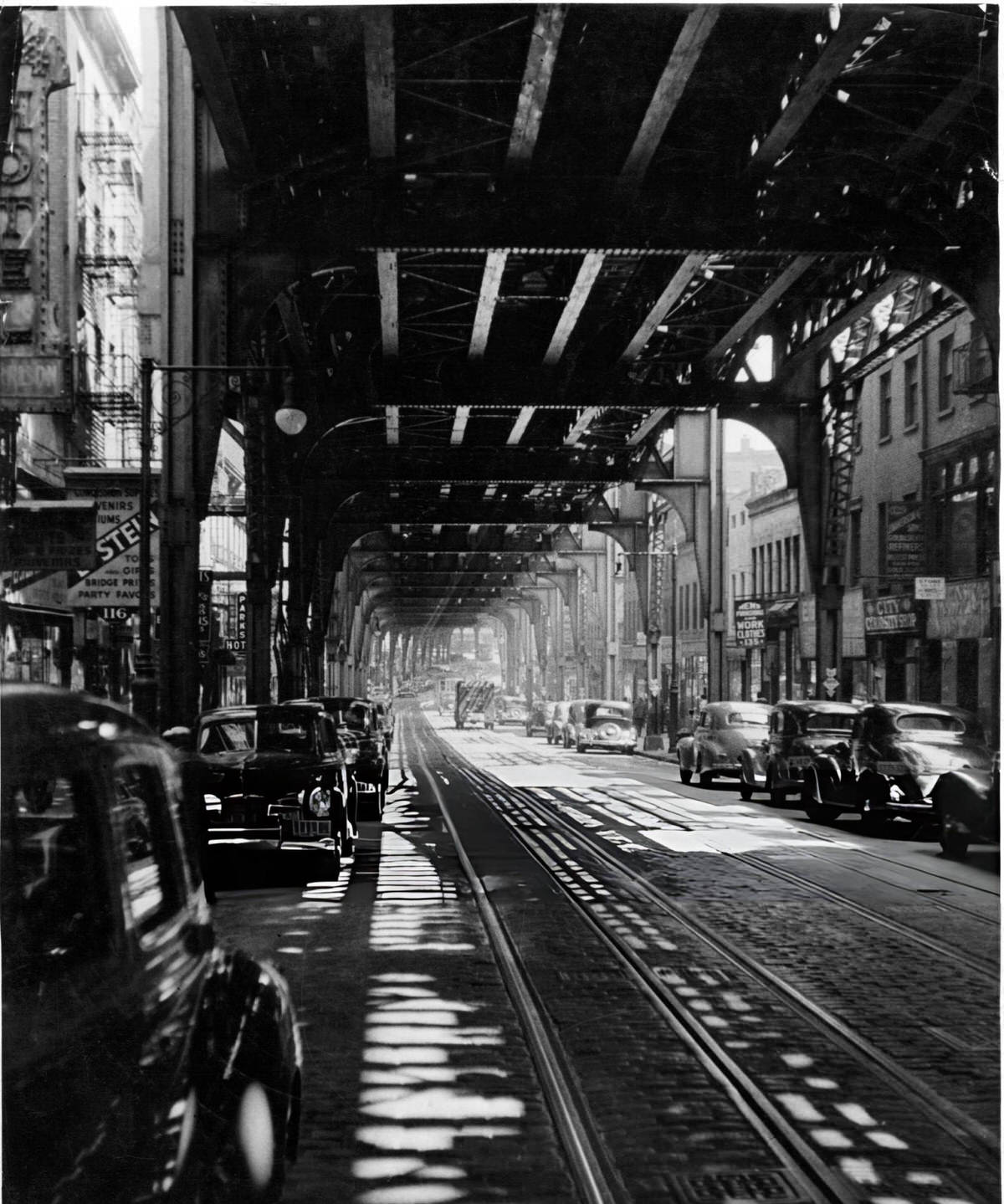 The Bowery Under The Third Avenue Elevated, New York, 1940.