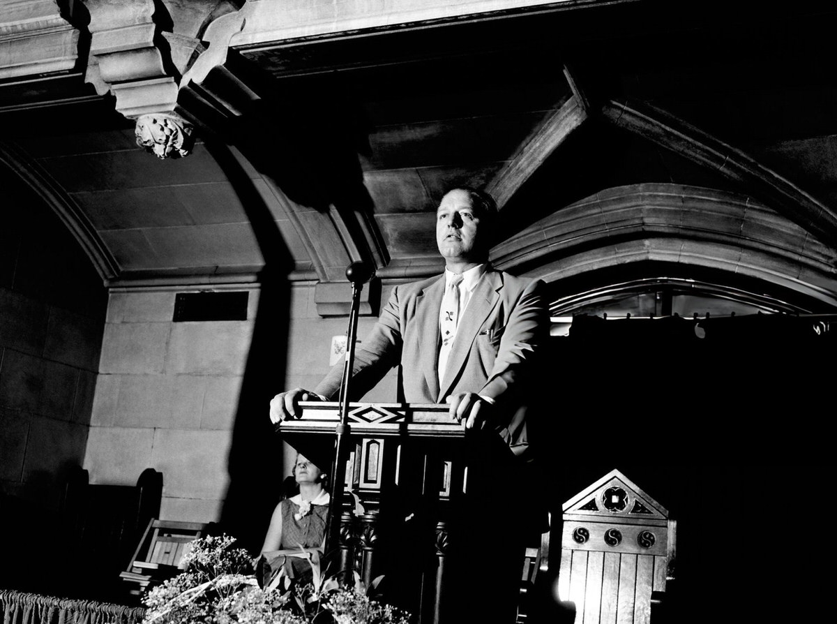 Man Speaking At A Service For The Homeless At The Bowery Mission, New York, 1945.