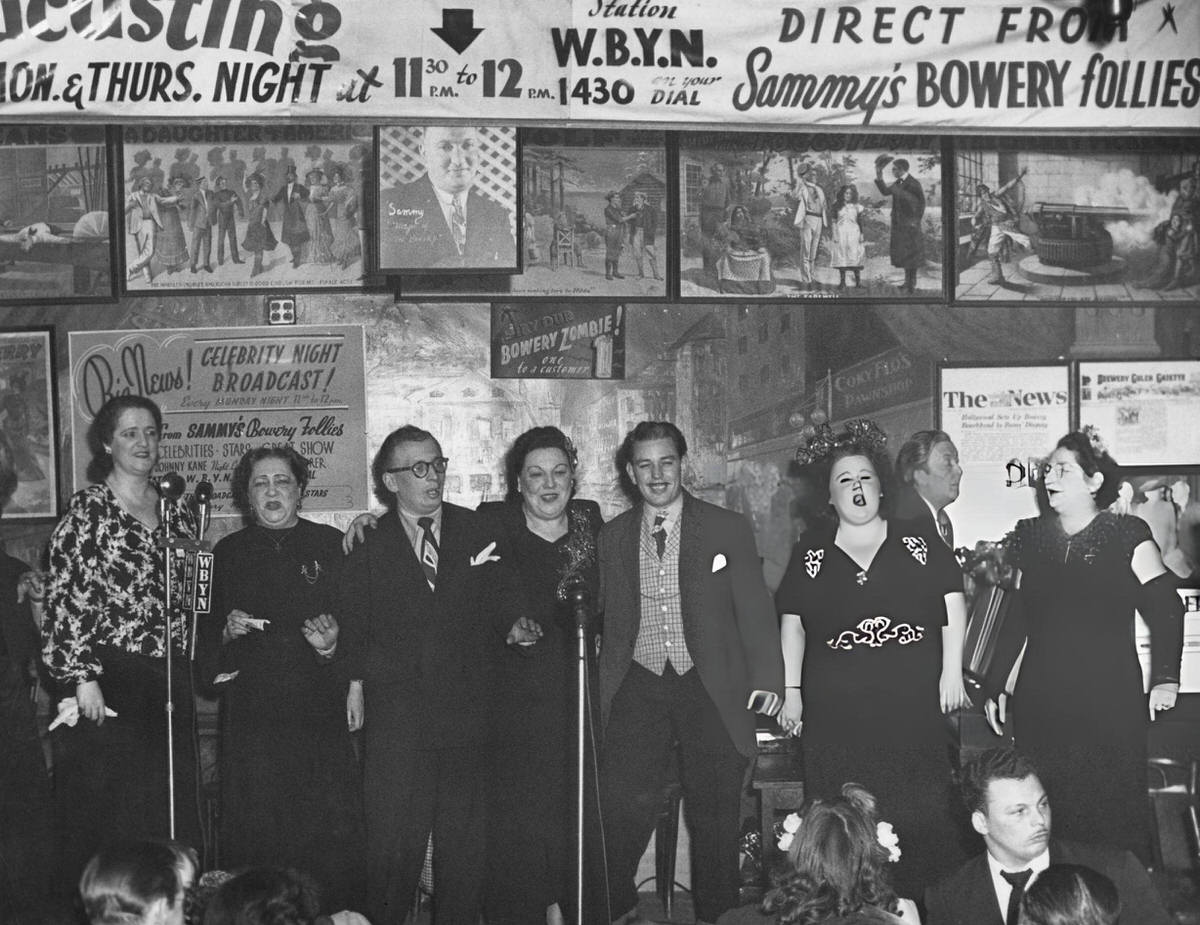 Wbyn Radio Station Broadcasting From Sammy'S Bowery Follies At 267 Bowery, Manhattan, 1946.