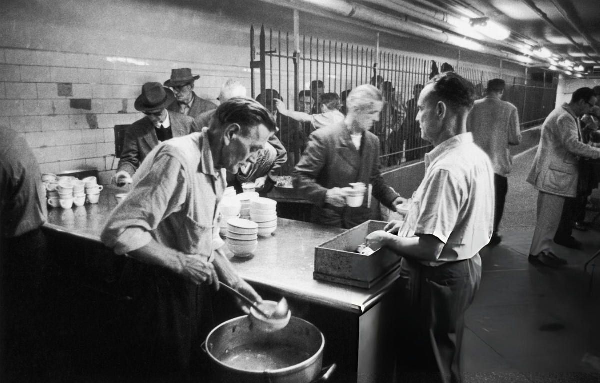 Soup And Hot Drinks Being Served At A Salvation Army Hostel In The Bowery, New York, 1961.