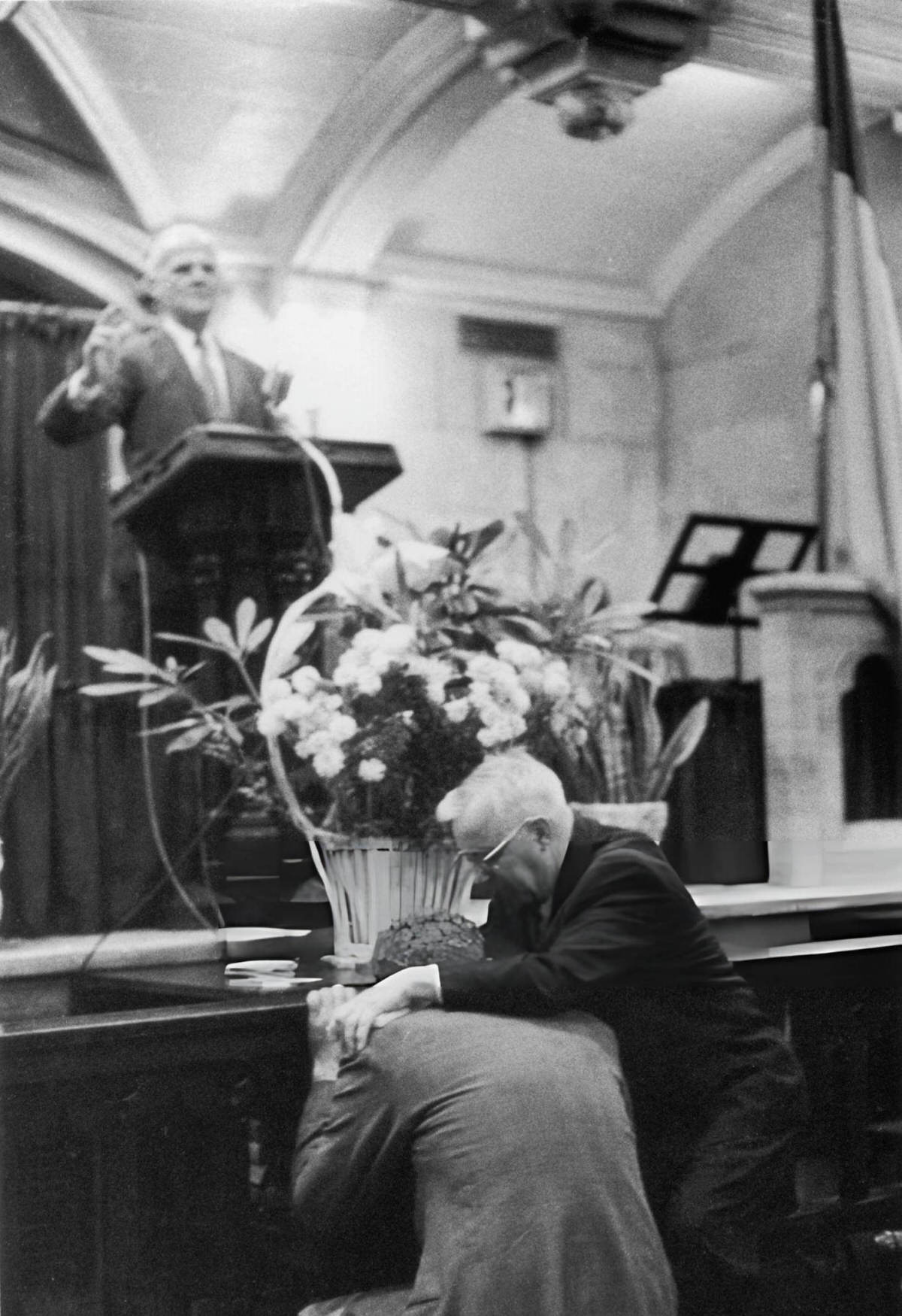 Man Being Comforted During A Service At The Bowery Mission, New York, 1961.
