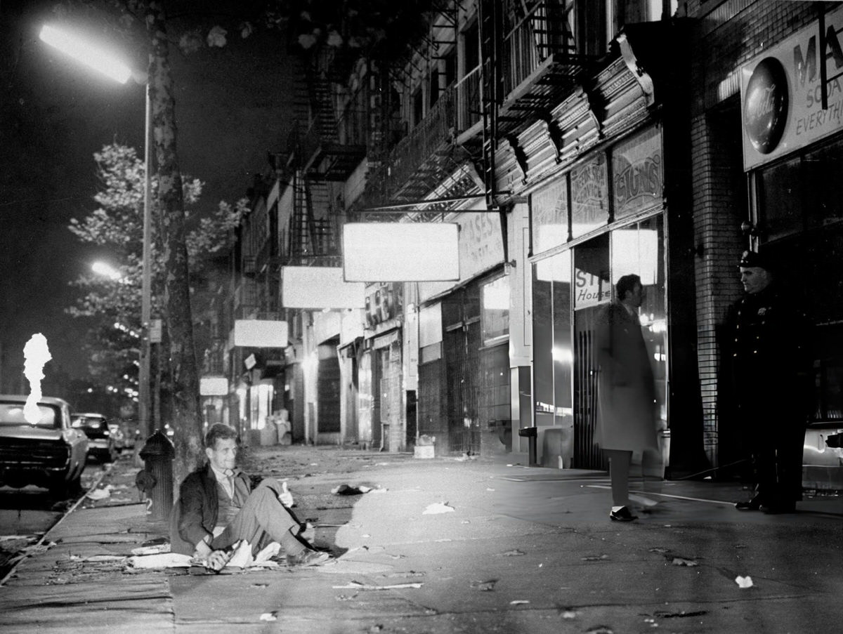Homeless Man In Front Of A Flophouse On The Bowery Between Stanton And Houston Streets, New York, 1967.