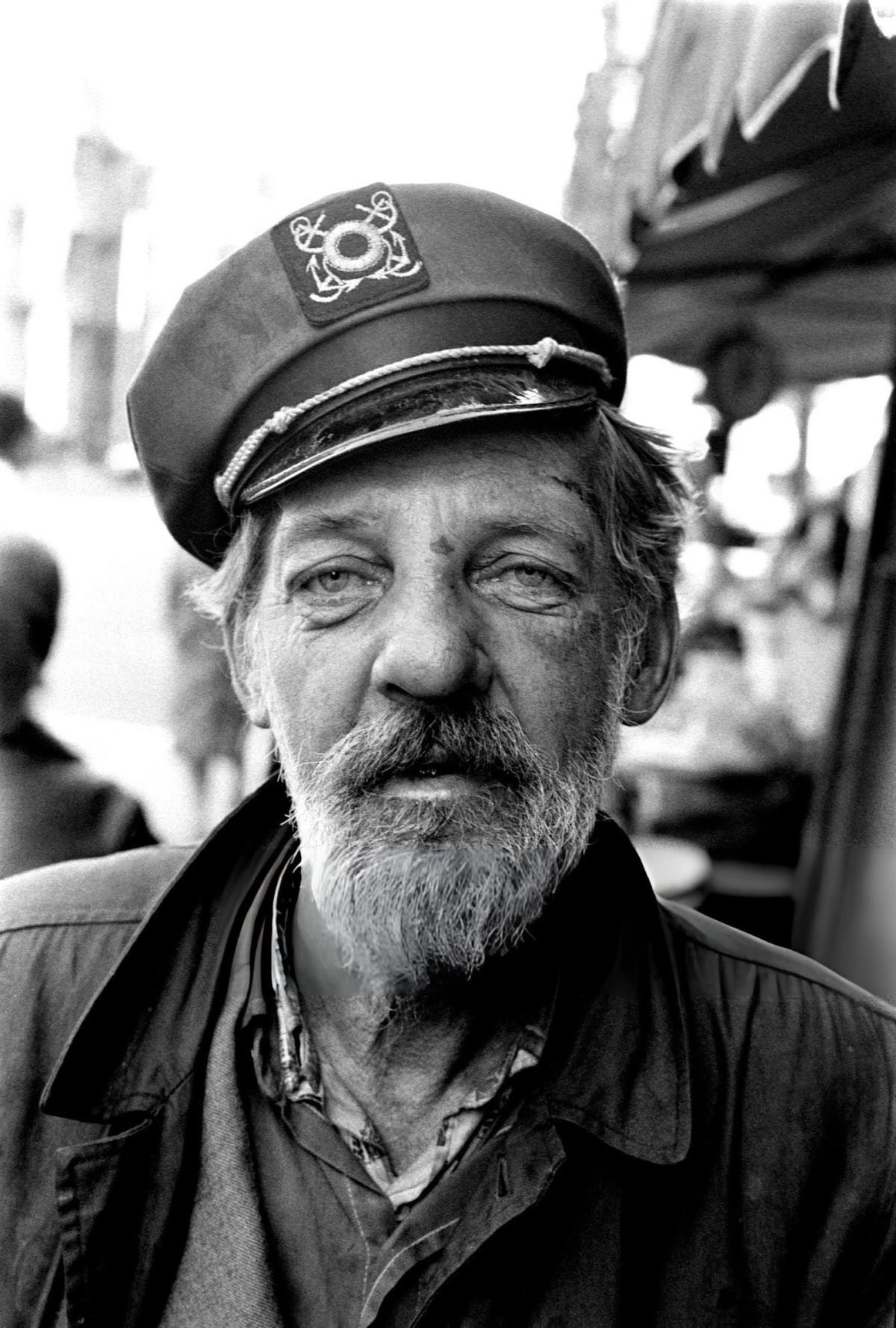 Man On A Sidewalk In The Bowery, New York, 1970.
