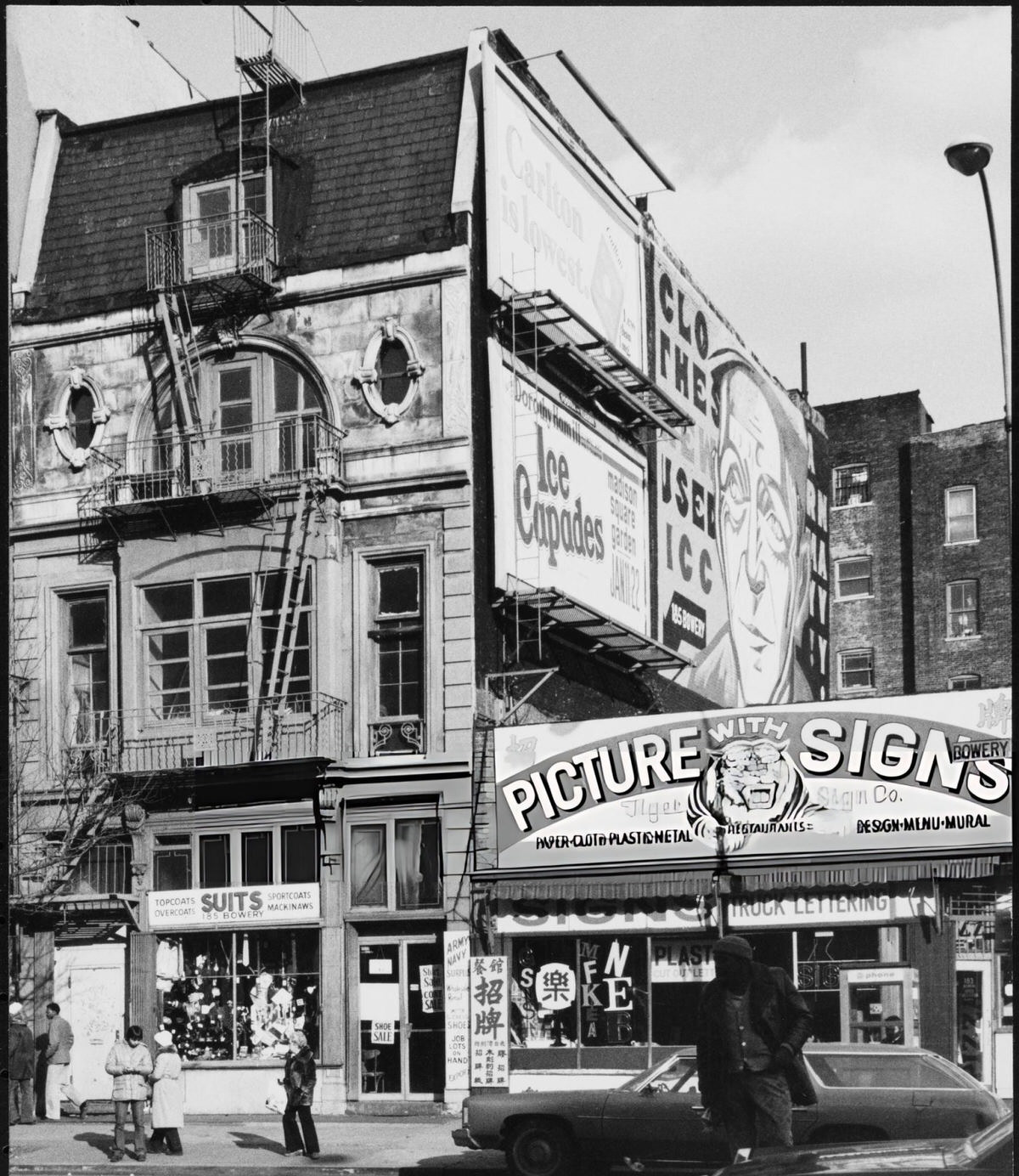 Building Facades At 183 And 185 Bowery, New York, 1977.