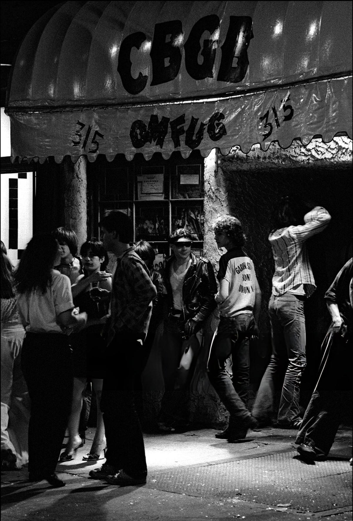People Outside The Entrance To Cbgb On The Bowery, New York, 1977.