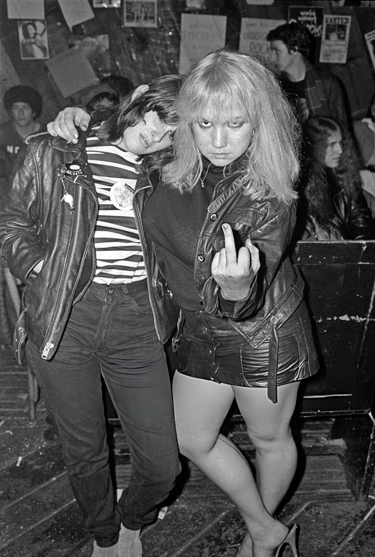 Punk Rock Fans Outside Cbgb On The Bowery, New York, 1977.