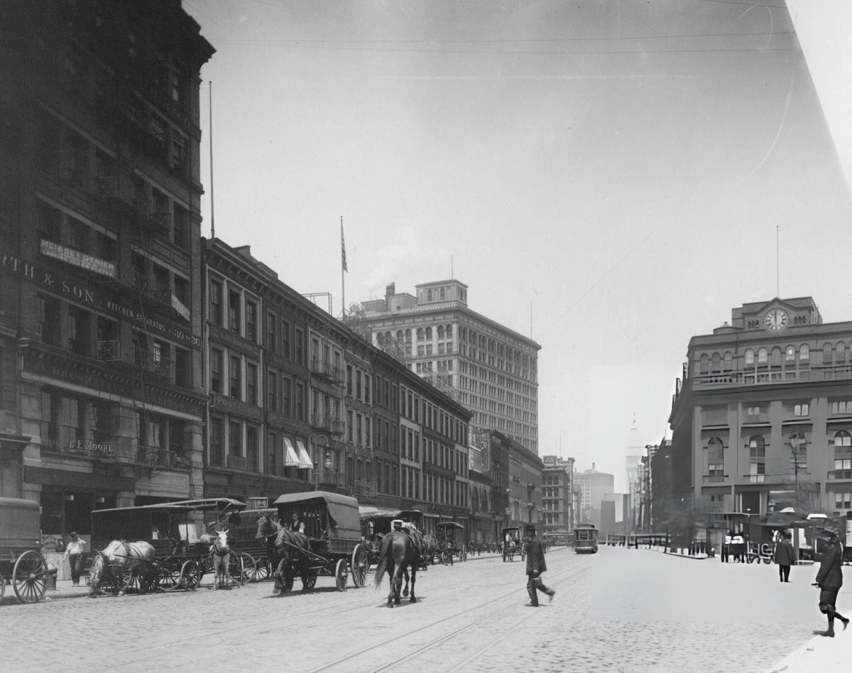 Cooper Union Looking North From The Bowery, New York, 1895.