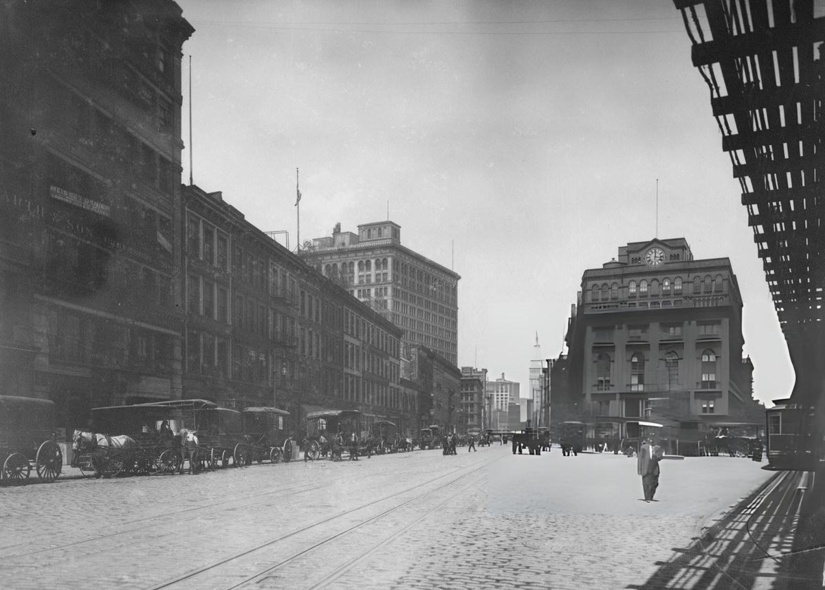 Cooper Union Looking North From The Bowery, New York, 1895.