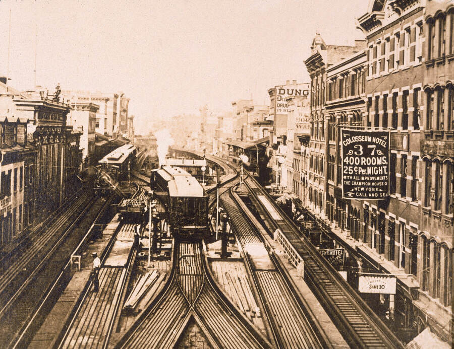 The Third Avenue Elevated Blankets A Stretch Of The Bowery. The Rail System Was Completed In 1878.