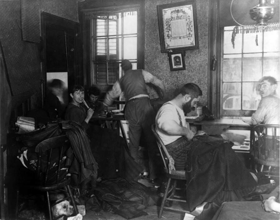Workers In A Sweatshop In A Tenement On Ludlow Street, Circa 1889.